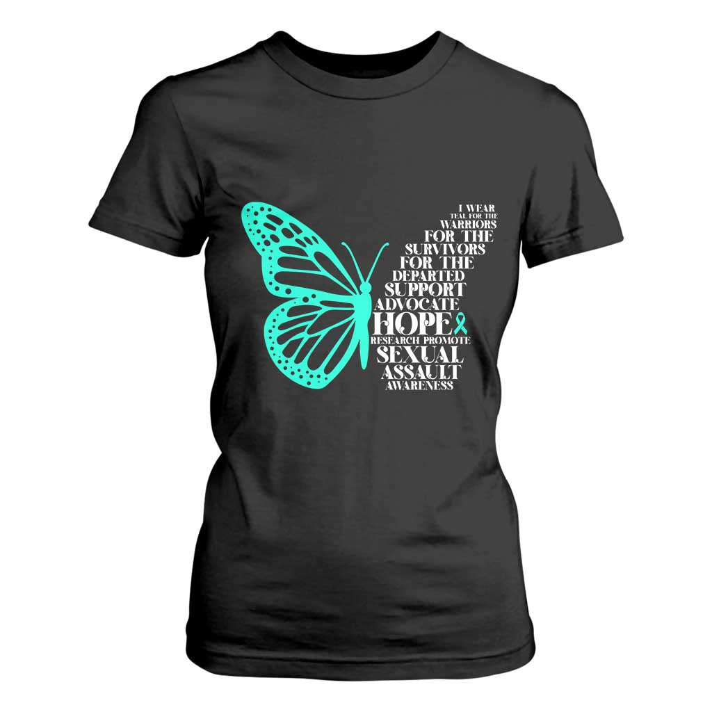 I Wear Teal For Sexual Assault Awareness T Shirt For Women TS14 Black Print Your Wear