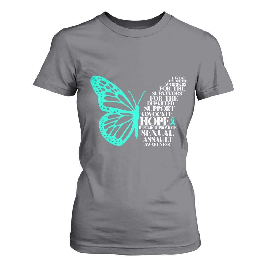 I Wear Teal For Sexual Assault Awareness T Shirt For Women TS14 Charcoal Print Your Wear