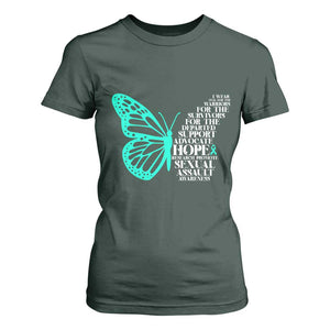 I Wear Teal For Sexual Assault Awareness T Shirt For Women TS14 Dark Forest Green Print Your Wear