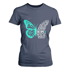 I Wear Teal For Sexual Assault Awareness T Shirt For Women TS14 Navy Print Your Wear