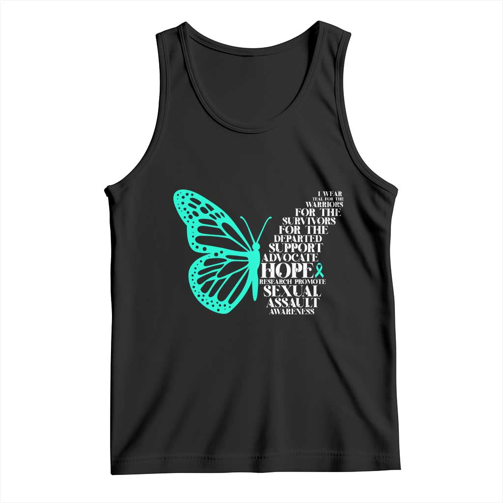 I Wear Teal For Sexual Assault Awareness Tank Top TS14 Black Print Your Wear