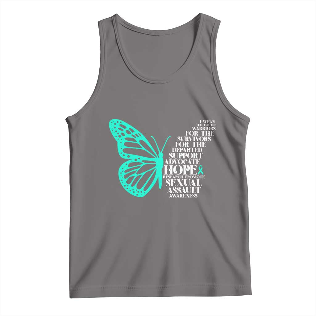 I Wear Teal For Sexual Assault Awareness Tank Top TS14 Deep Heather Print Your Wear