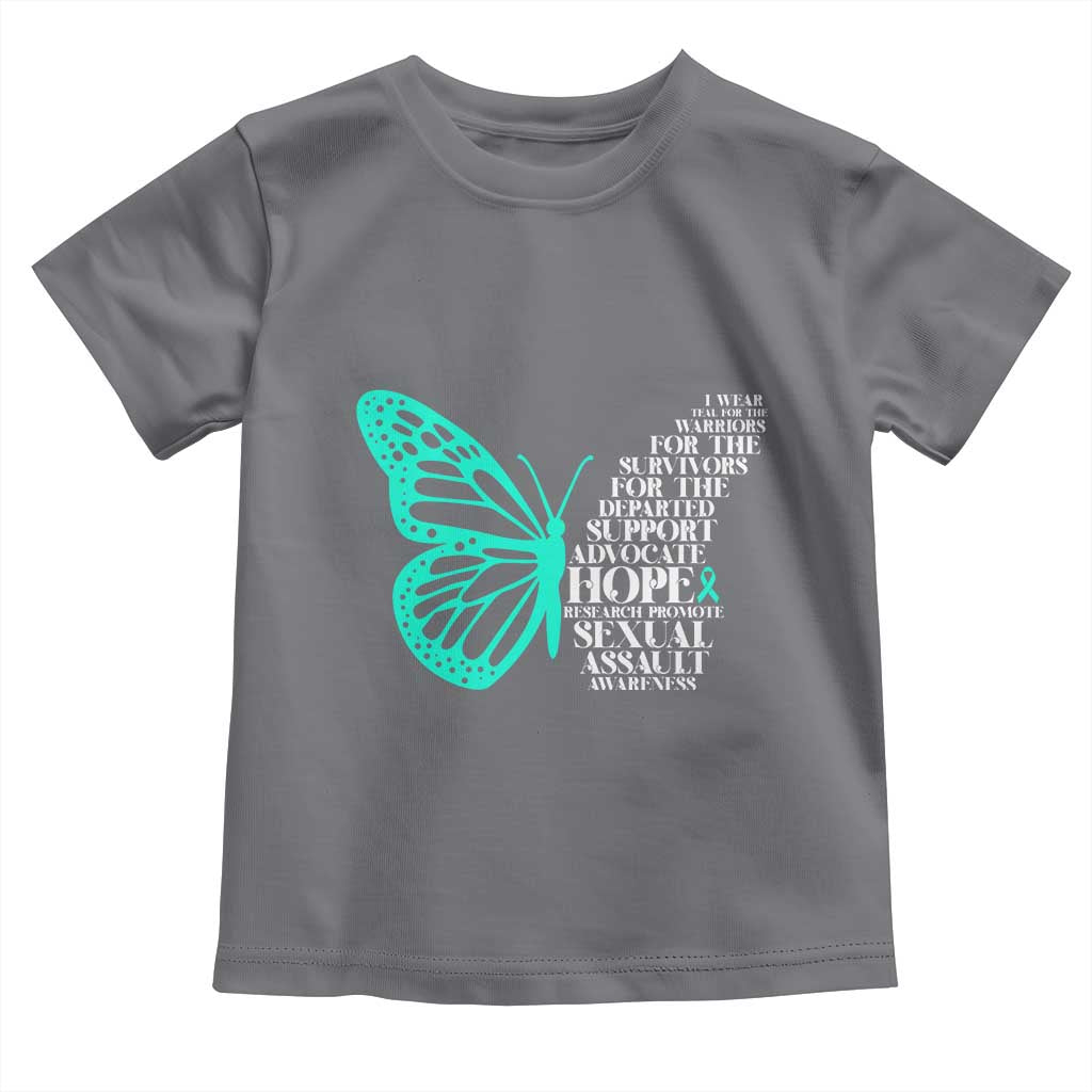 I Wear Teal For Sexual Assault Awareness Toddler T Shirt TS14 Charcoal Print Your Wear