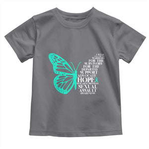 I Wear Teal For Sexual Assault Awareness Toddler T Shirt TS14 Charcoal Print Your Wear