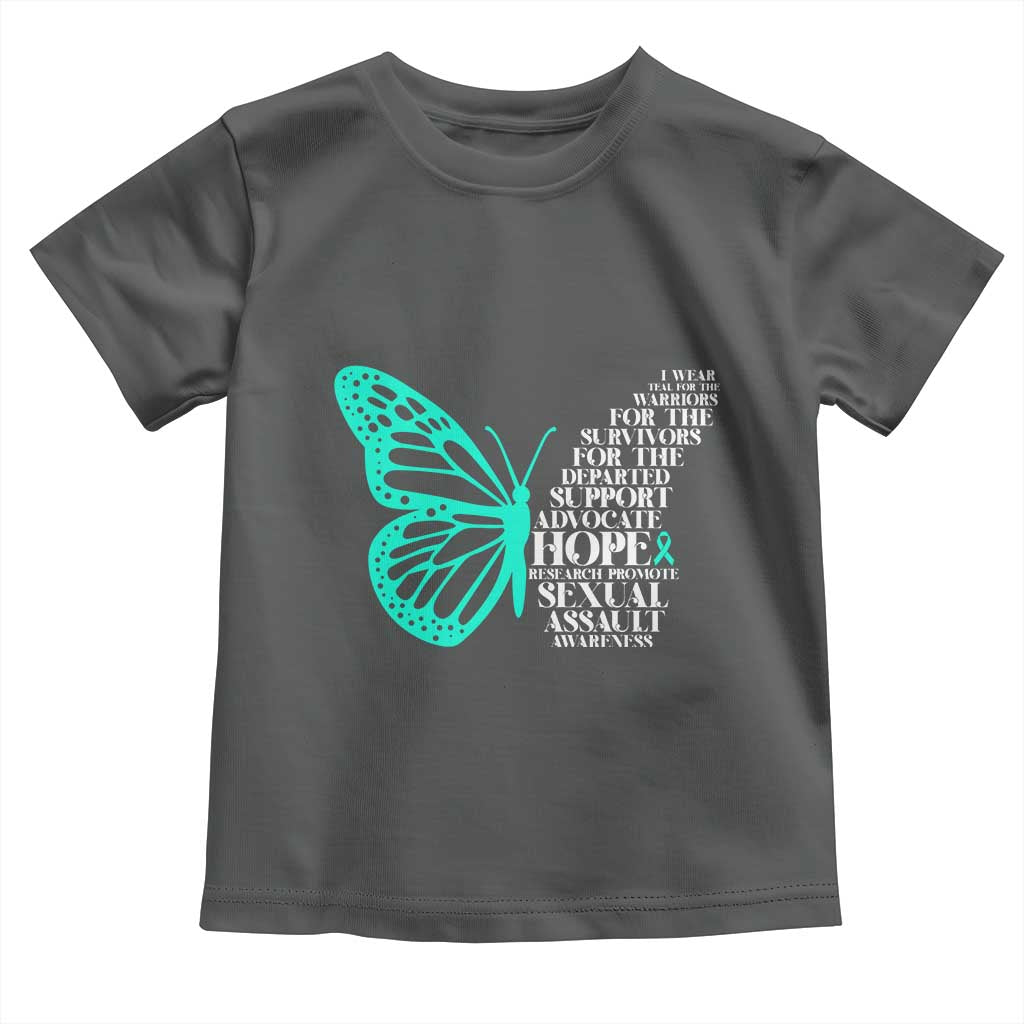 I Wear Teal For Sexual Assault Awareness Toddler T Shirt TS14 Dark Heather Print Your Wear
