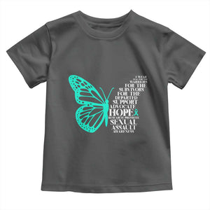 I Wear Teal For Sexual Assault Awareness Toddler T Shirt TS14 Dark Heather Print Your Wear