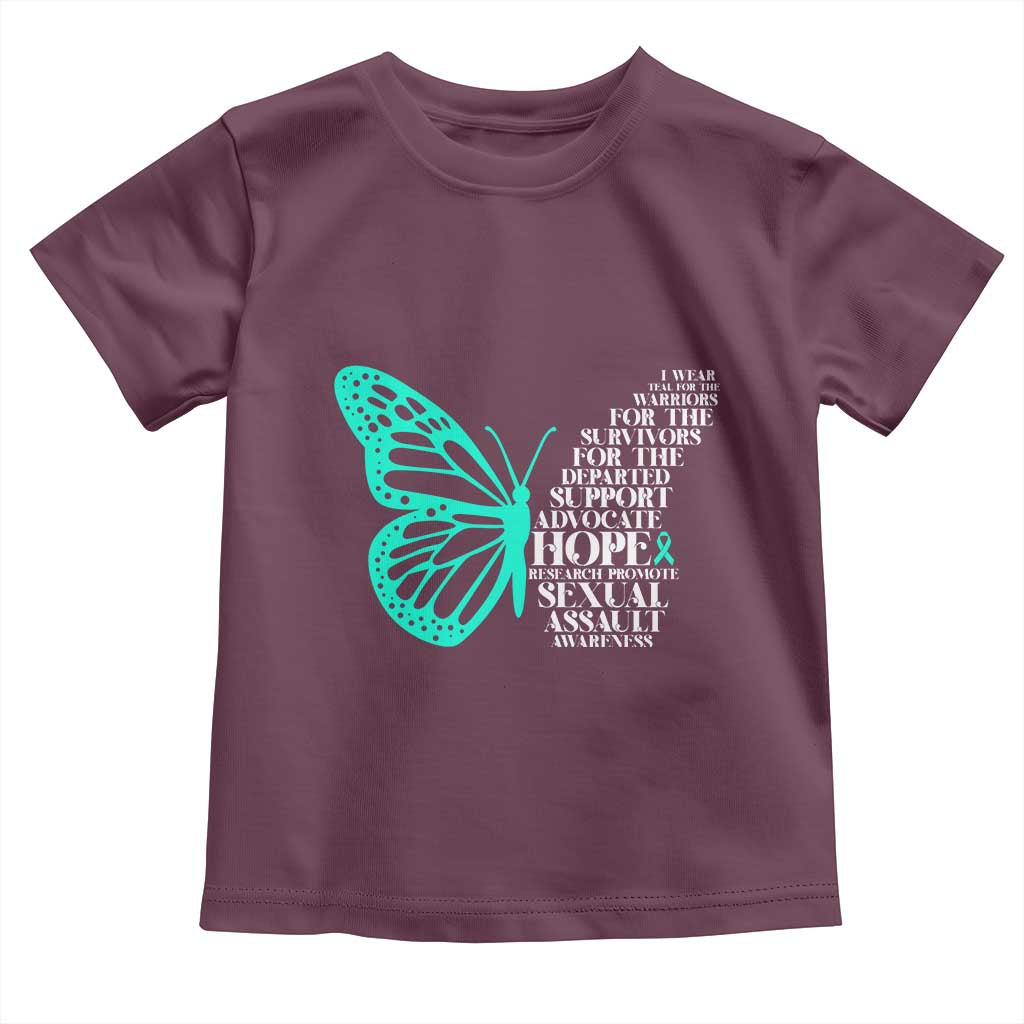 I Wear Teal For Sexual Assault Awareness Toddler T Shirt TS14 Maroon Print Your Wear