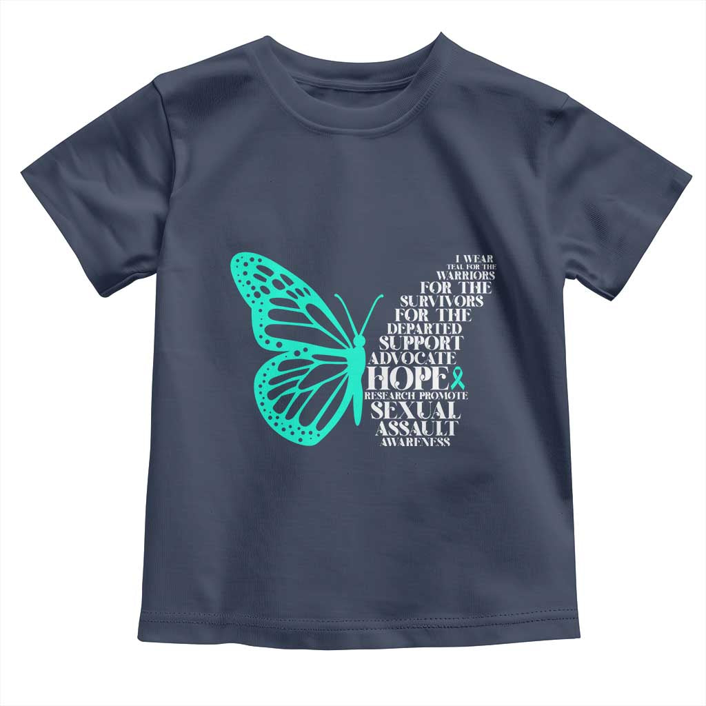I Wear Teal For Sexual Assault Awareness Toddler T Shirt TS14 Navy Print Your Wear