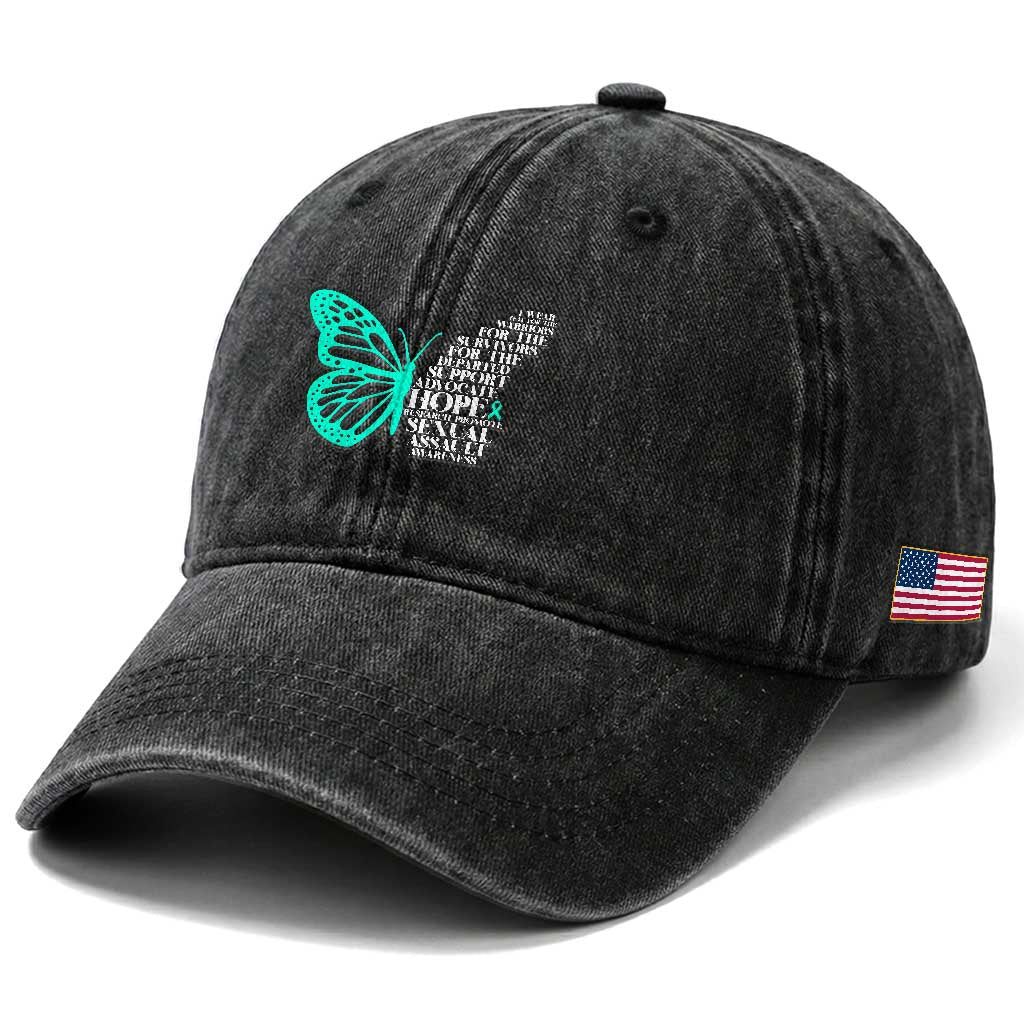 I Wear Teal For Sexual Assault Awareness Washed Cotton Baseball Cap TS14 Print Your Wear