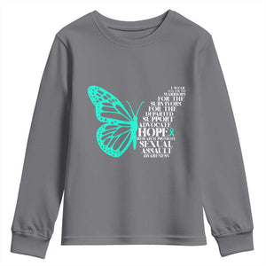 I Wear Teal For Sexual Assault Awareness Youth Sweatshirt TS14 Charcoal Print Your Wear