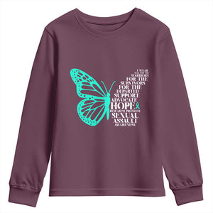 I Wear Teal For Sexual Assault Awareness Youth Sweatshirt TS14 Maroon Print Your Wear