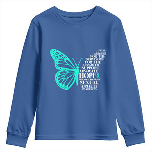 I Wear Teal For Sexual Assault Awareness Youth Sweatshirt TS14 Royal Blue Print Your Wear