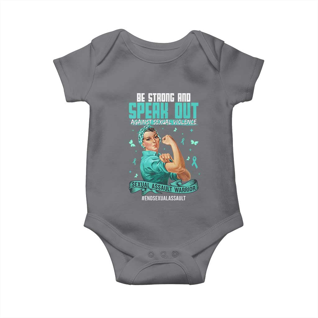 Sexual Assault Awareness Baby Onesie Be Strong And Speak Out Against Sexual Violence TS14 Charcoal Print Your Wear