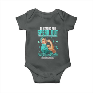 Sexual Assault Awareness Baby Onesie Be Strong And Speak Out Against Sexual Violence TS14 Dark Heather Print Your Wear