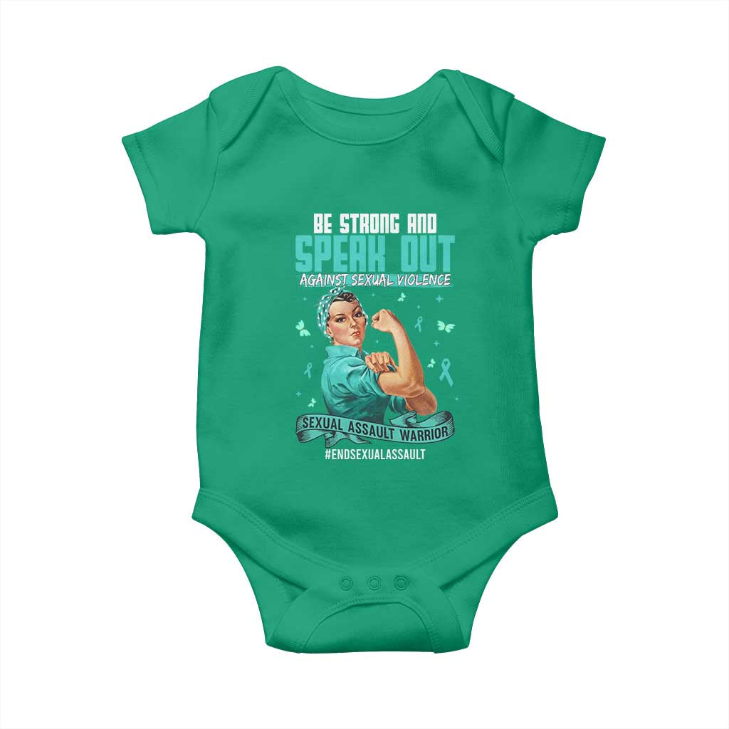 Sexual Assault Awareness Baby Onesie Be Strong And Speak Out Against Sexual Violence TS14 Irish Green Print Your Wear