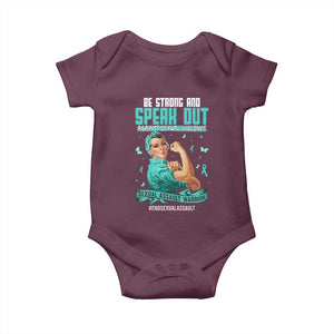 Sexual Assault Awareness Baby Onesie Be Strong And Speak Out Against Sexual Violence TS14 Maroon Print Your Wear