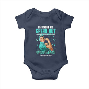 Sexual Assault Awareness Baby Onesie Be Strong And Speak Out Against Sexual Violence TS14 Navy Print Your Wear