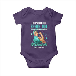 Sexual Assault Awareness Baby Onesie Be Strong And Speak Out Against Sexual Violence TS14 Purple Print Your Wear
