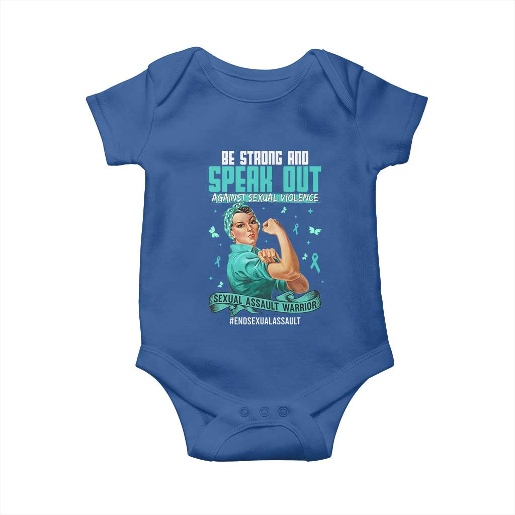 Sexual Assault Awareness Baby Onesie Be Strong And Speak Out Against Sexual Violence TS14 Royal Blue Print Your Wear