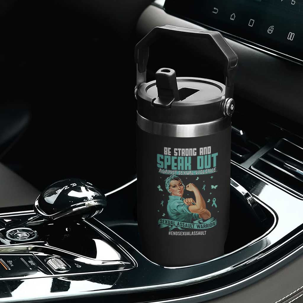 Sexual Assault Awareness Flip Straw Tumbler Be Strong And Speak Out Against Sexual Violence TS14 Print Your Wear