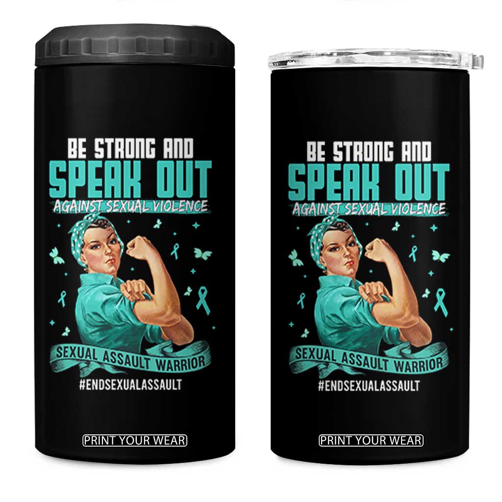 Sexual Assault Awareness 4 in 1 Can Cooler Tumbler Be Strong And Speak Out Against Sexual Violence TS14 One Size: 16 oz Black Print Your Wear