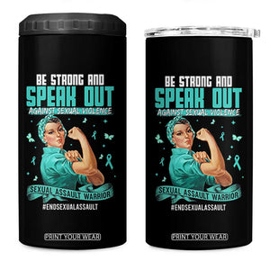 Sexual Assault Awareness 4 in 1 Can Cooler Tumbler Be Strong And Speak Out Against Sexual Violence TS14 One Size: 16 oz Black Print Your Wear