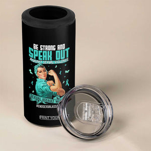 Sexual Assault Awareness 4 in 1 Can Cooler Tumbler Be Strong And Speak Out Against Sexual Violence TS14 Print Your Wear