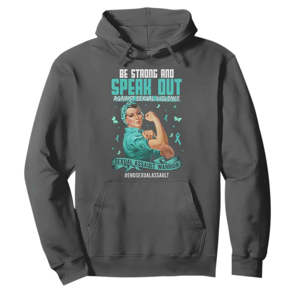 Sexual Assault Awareness Hoodie Be Strong And Speak Out Against Sexual Violence TS14 Dark Heather Print Your Wear