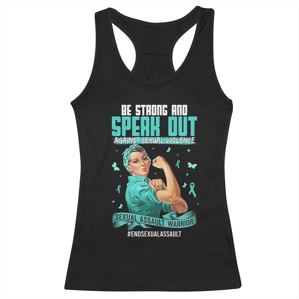 Sexual Assault Awareness Racerback Tank Top Be Strong And Speak Out Against Sexual Violence TS14 Black Print Your Wear