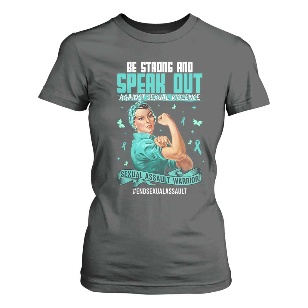Sexual Assault Awareness T Shirt For Women Be Strong And Speak Out Against Sexual Violence TS14 Dark Heather Print Your Wear