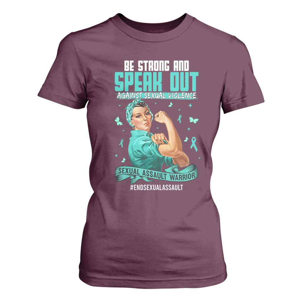 Sexual Assault Awareness T Shirt For Women Be Strong And Speak Out Against Sexual Violence TS14 Maroon Print Your Wear