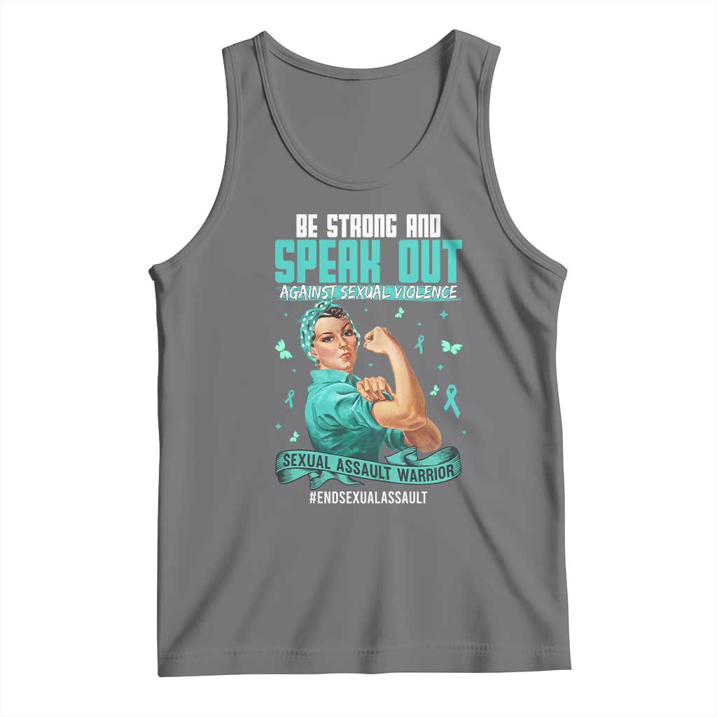 Sexual Assault Awareness Tank Top Be Strong And Speak Out Against Sexual Violence TS14 Black Heather Print Your Wear