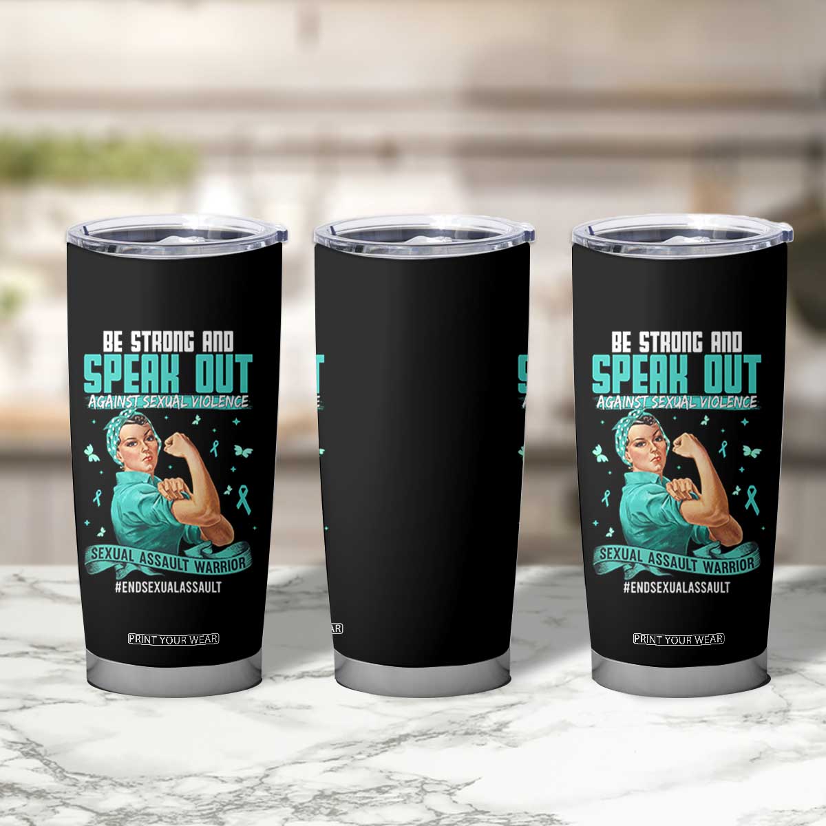 Sexual Assault Awareness Tumbler Cup Be Strong And Speak Out Against Sexual Violence TS14 Print Your Wear
