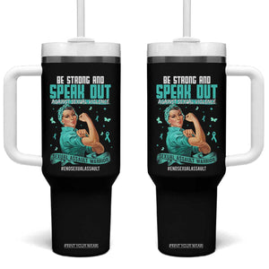 Sexual Assault Awareness Tumbler With Handle Be Strong And Speak Out Against Sexual Violence TS14 One Size: 40 oz Black Print Your Wear