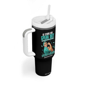 Sexual Assault Awareness Tumbler With Handle Be Strong And Speak Out Against Sexual Violence TS14 Print Your Wear