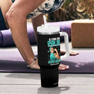 Sexual Assault Awareness Tumbler With Handle Be Strong And Speak Out Against Sexual Violence TS14 Print Your Wear