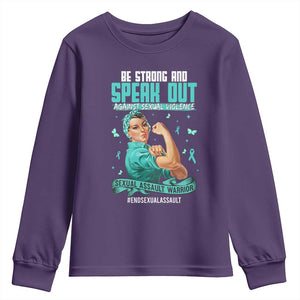 Sexual Assault Awareness Youth Sweatshirt Be Strong And Speak Out Against Sexual Violence TS14 Purple Print Your Wear