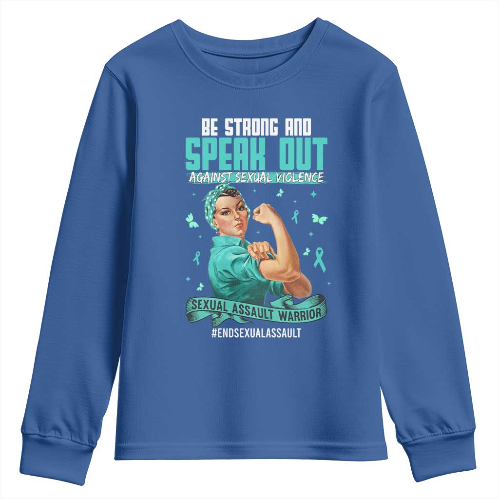 Sexual Assault Awareness Youth Sweatshirt Be Strong And Speak Out Against Sexual Violence TS14 Royal Blue Print Your Wear