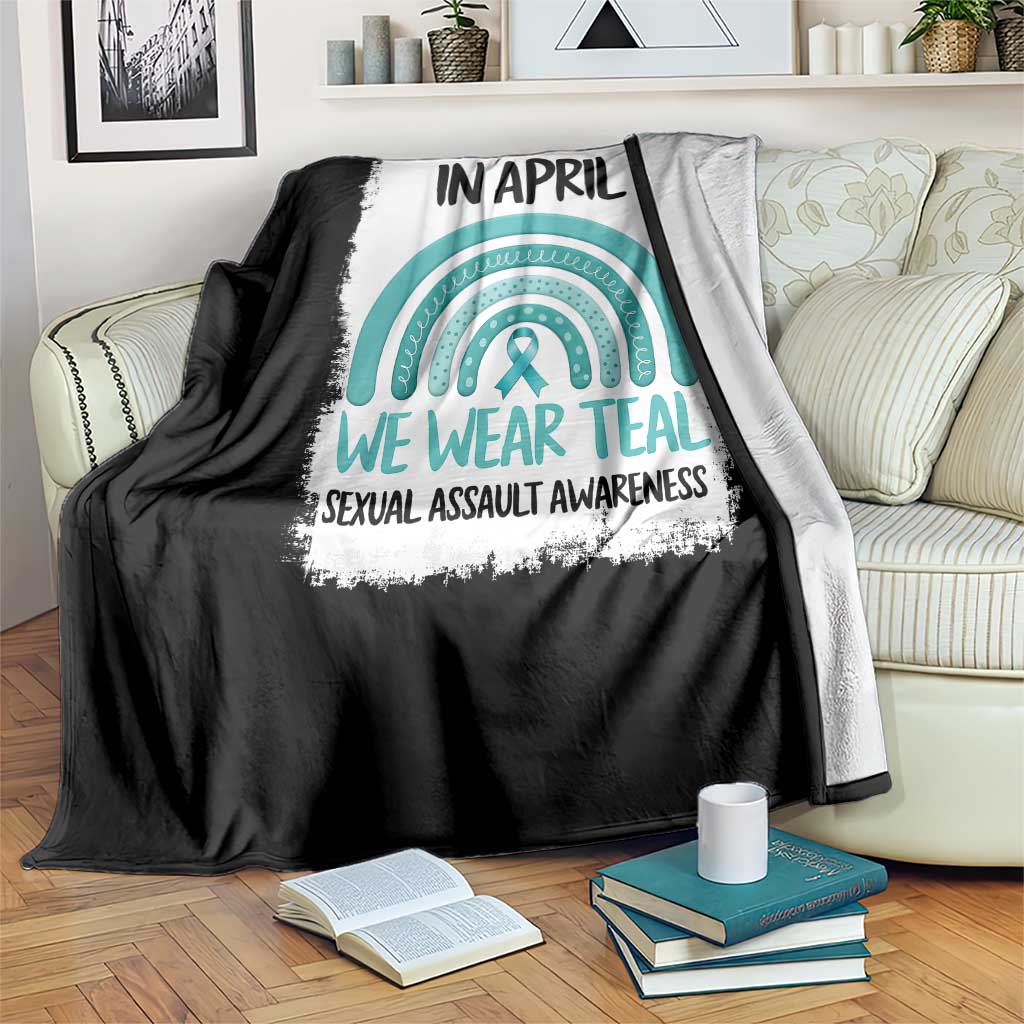 Sexual Assault Awareness Throw Blanket In April We Wear Teal Ribbon TS14 Print Your Wear