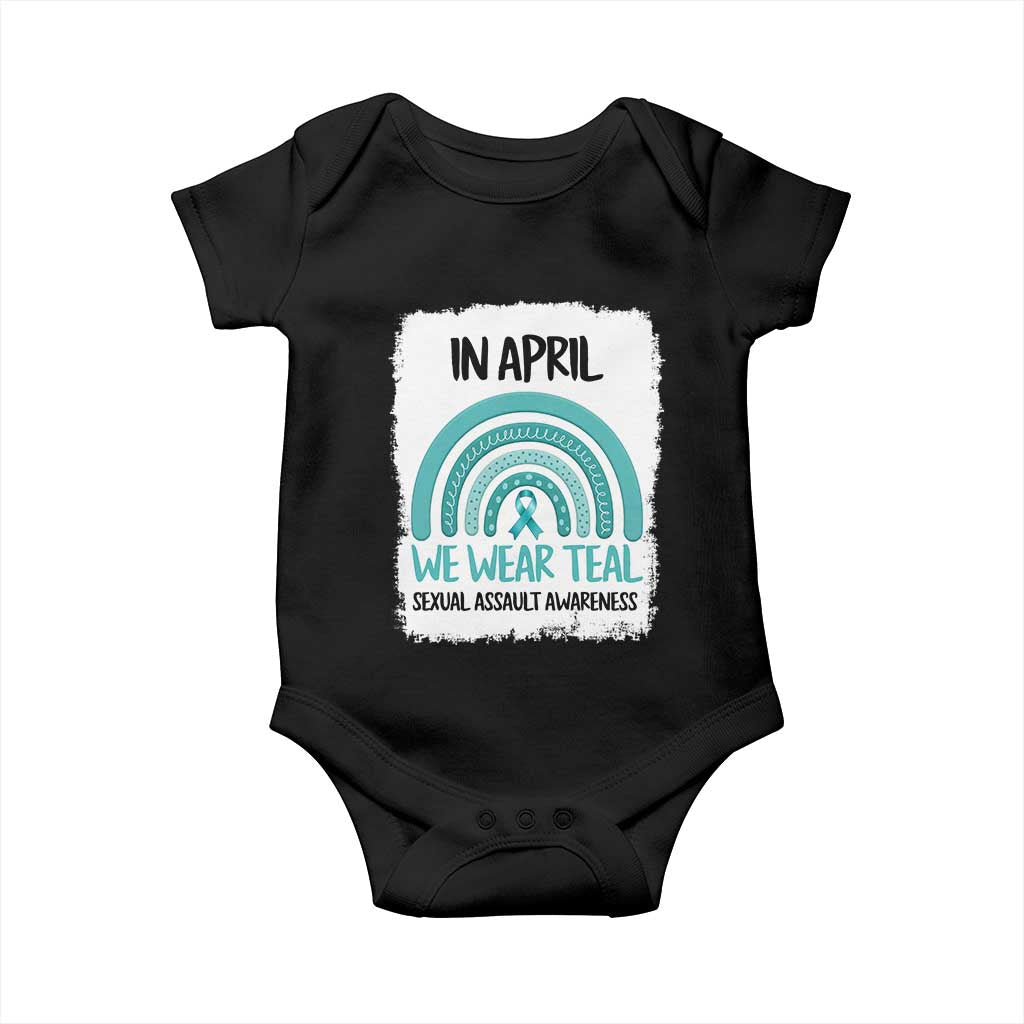 Sexual Assault Awareness Baby Onesie In April We Wear Teal Ribbon TS14 Black Print Your Wear