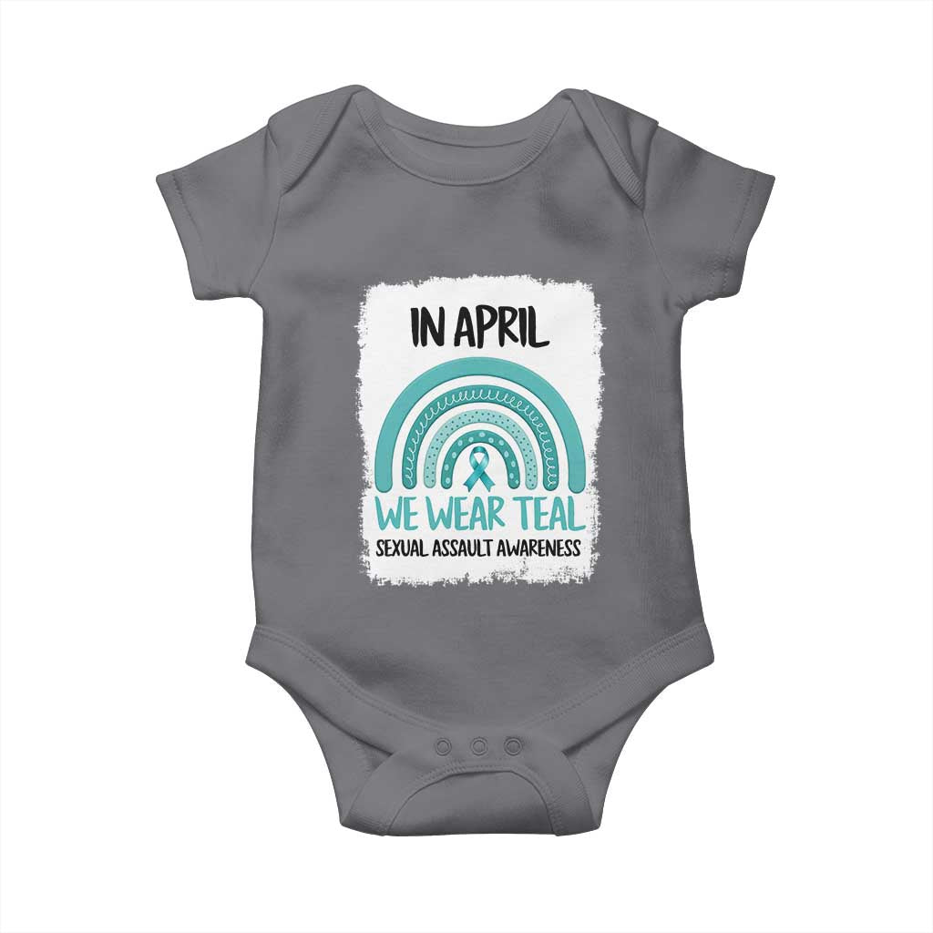 Sexual Assault Awareness Baby Onesie In April We Wear Teal Ribbon TS14 Charcoal Print Your Wear