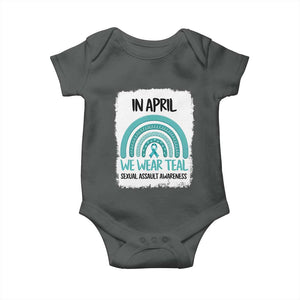 Sexual Assault Awareness Baby Onesie In April We Wear Teal Ribbon TS14 Dark Heather Print Your Wear