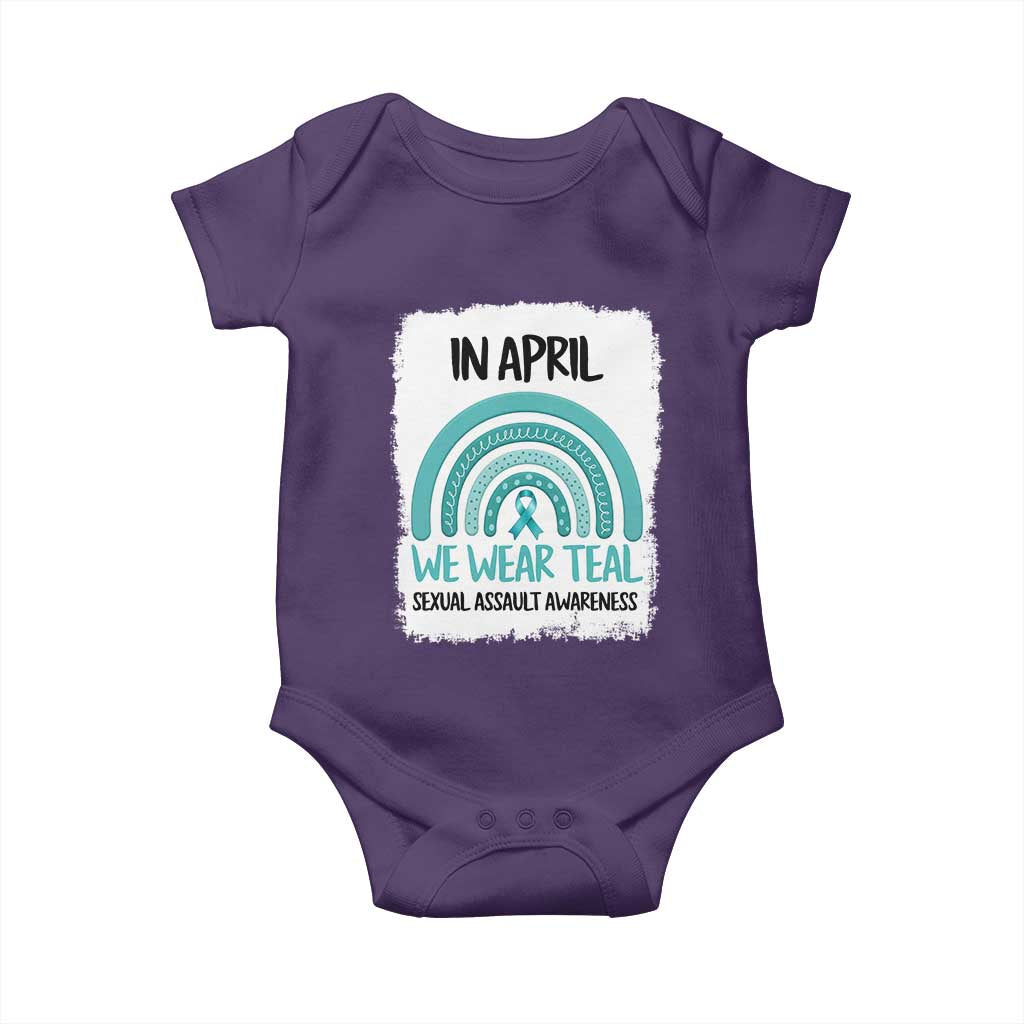Sexual Assault Awareness Baby Onesie In April We Wear Teal Ribbon TS14 Purple Print Your Wear