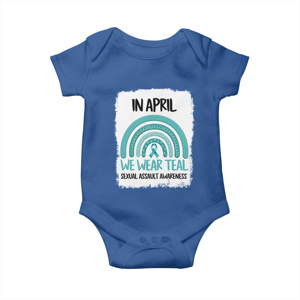 Sexual Assault Awareness Baby Onesie In April We Wear Teal Ribbon TS14 Royal Blue Print Your Wear