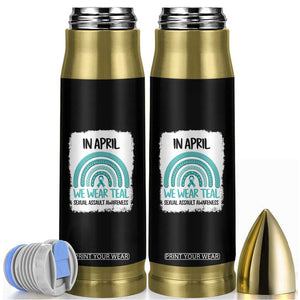 Sexual Assault Awareness Bullet Tumbler In April We Wear Teal Ribbon TS14 Black Print Your Wear