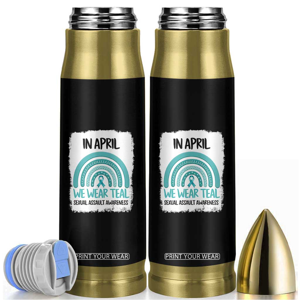 Sexual Assault Awareness Bullet Tumbler In April We Wear Teal Ribbon TS14 Black Print Your Wear
