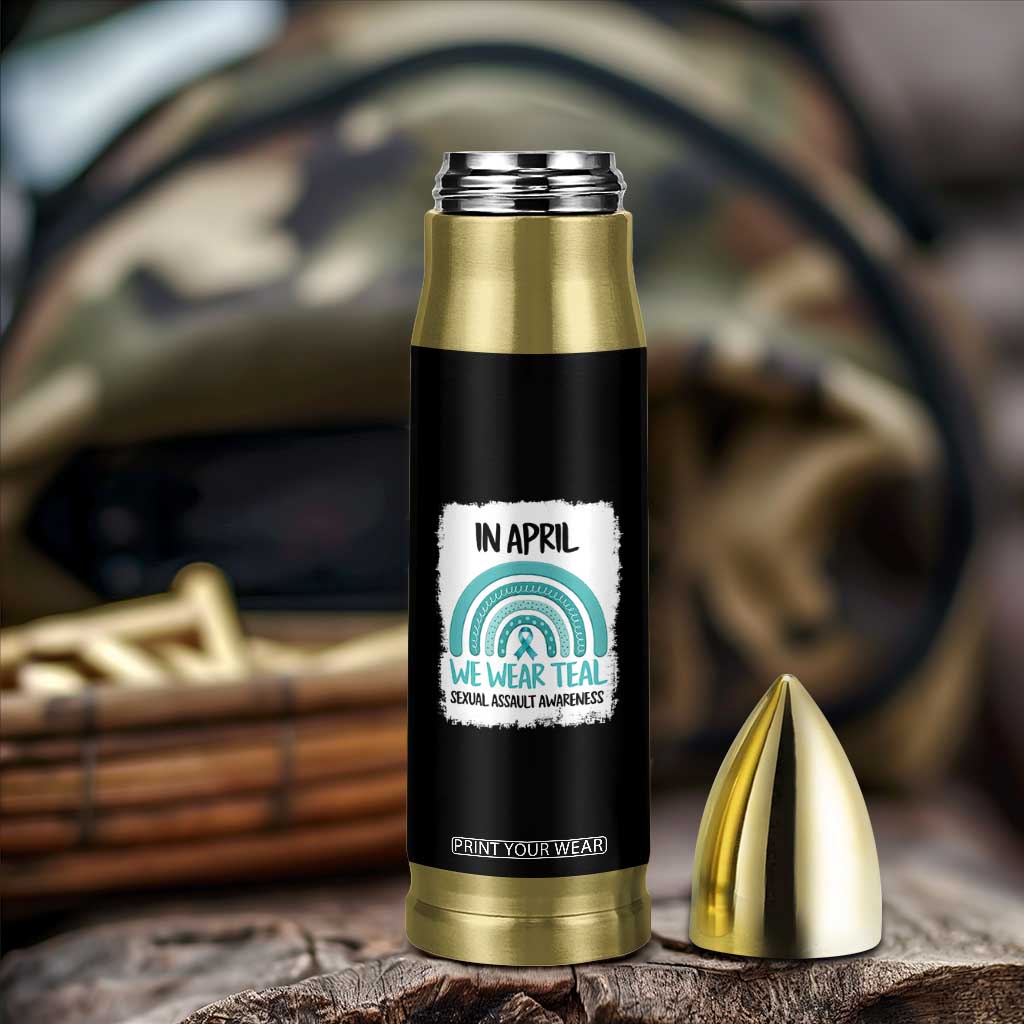 Sexual Assault Awareness Bullet Tumbler In April We Wear Teal Ribbon TS14 Print Your Wear