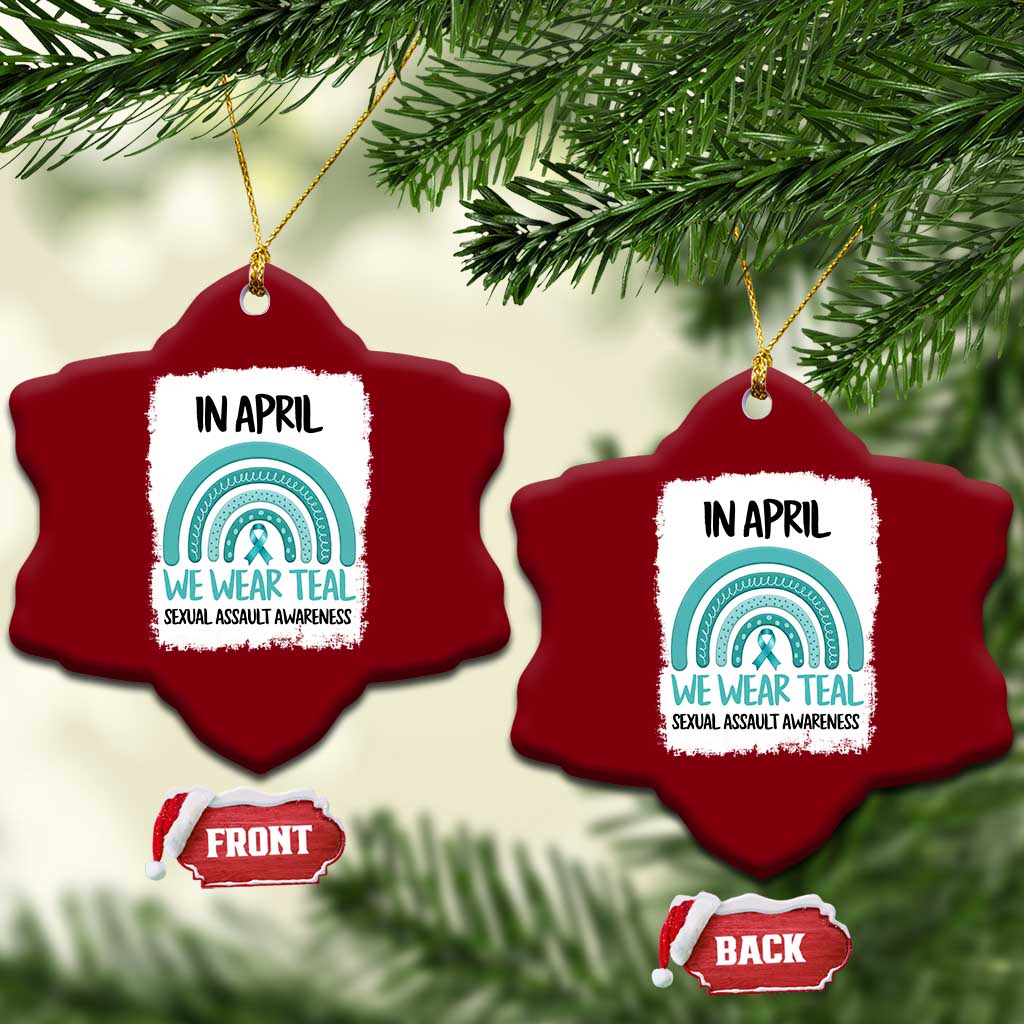 Sexual Assault Awareness Ceramic Ornament In April We Wear Teal Ribbon TS14 Print Your Wear