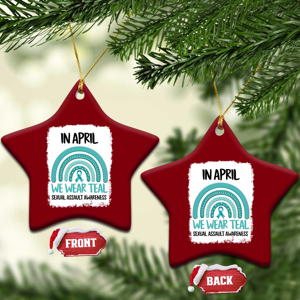 Sexual Assault Awareness Ceramic Ornament In April We Wear Teal Ribbon TS14 Print Your Wear