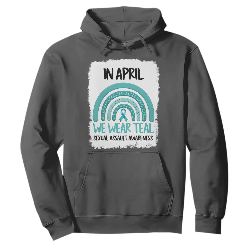 Sexual Assault Awareness Hoodie In April We Wear Teal Ribbon TS14 Dark Heather Print Your Wear